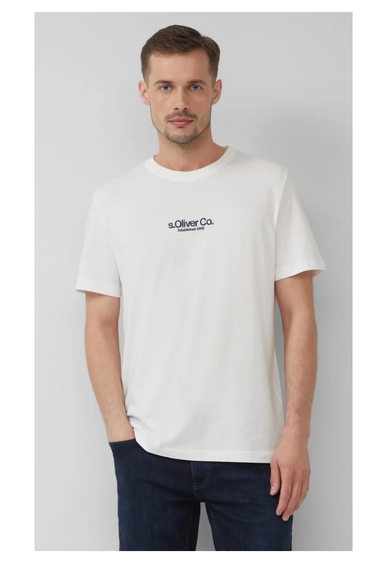 Tricou cu decolteu la baza gatului si detaliu logo