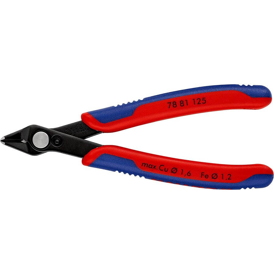 Electronic Super Knips 78 81 125, electronics pliers (red/blue, with opening spring and opening limitation)