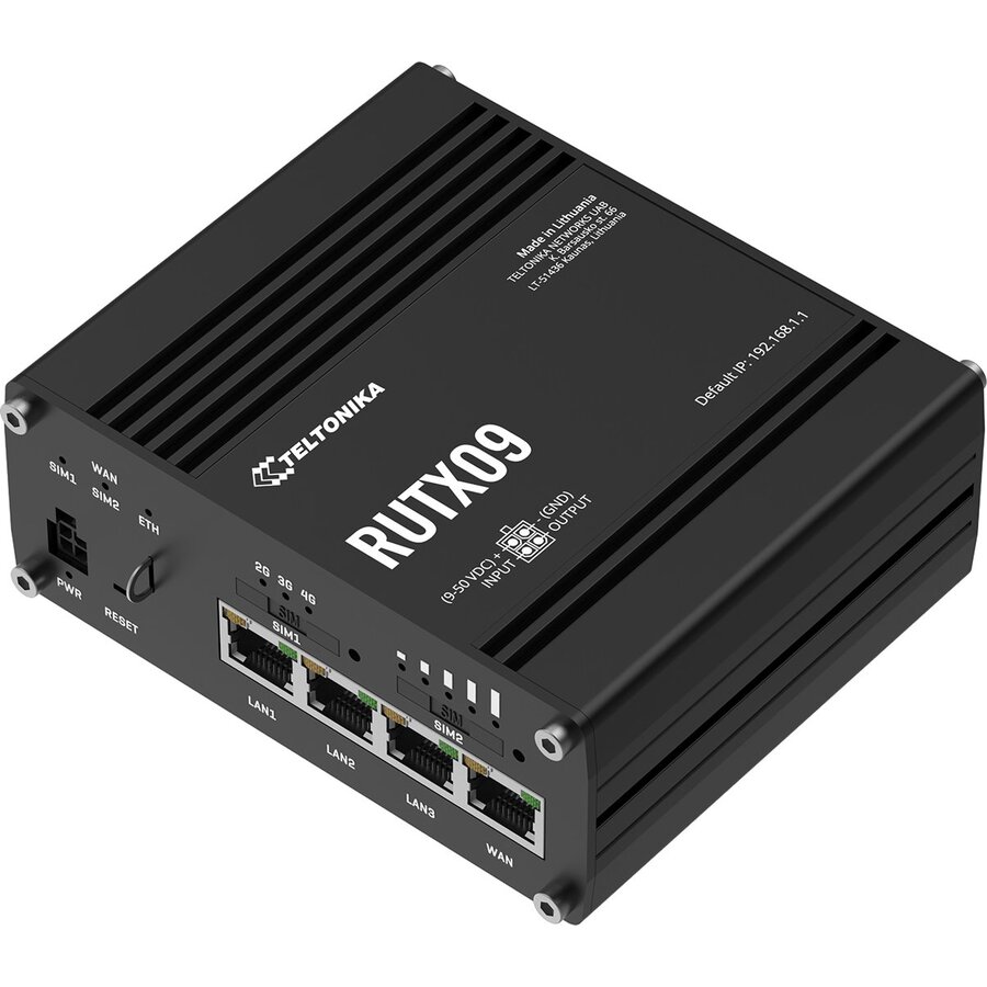 Oferte la Router Industrial RUTX09 4G LTE Dual SIM 4 Porturi Gigabit Negru