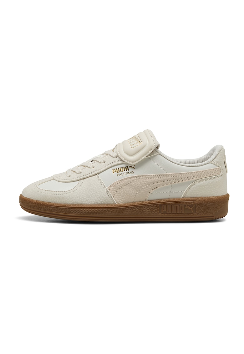 Pantofi sport low-cut de piele - Alb fildes/Roz prafuit