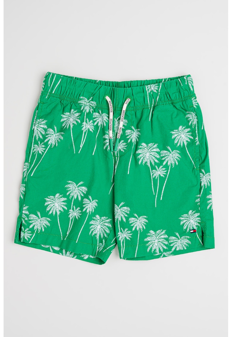 Oferte la Pantaloni scurti din amestec de bumbac organic cu model tropical - Alb/Verde electric