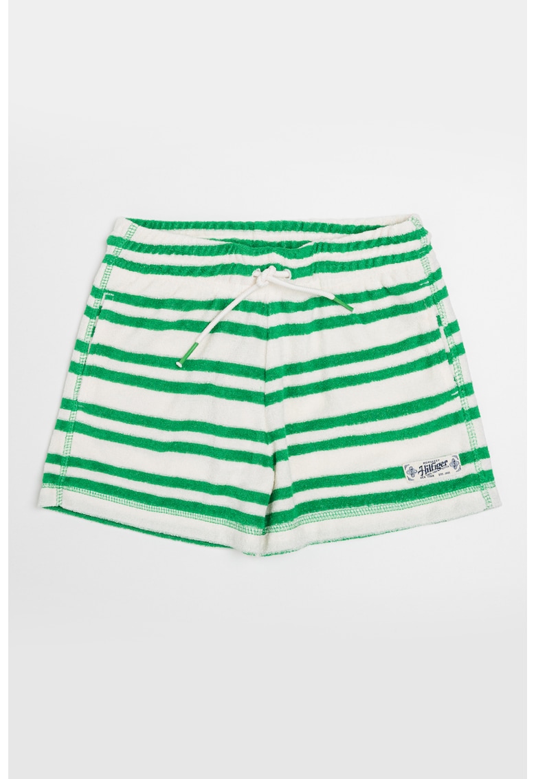 Oferte la Pantaloni scurti cu dungi si snururi - Verde/Alb murdar