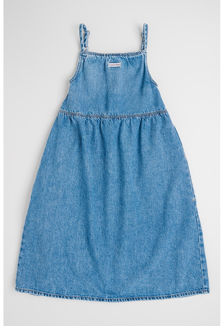 Oferte la Rochie evazata din denim si amestec de lyocell - Albastru deschis