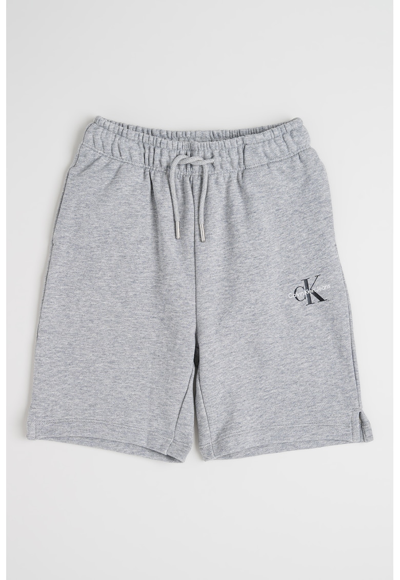 Oferte la Pantaloni scurti de bumbac cu imprimeu logo discret - Gri melange