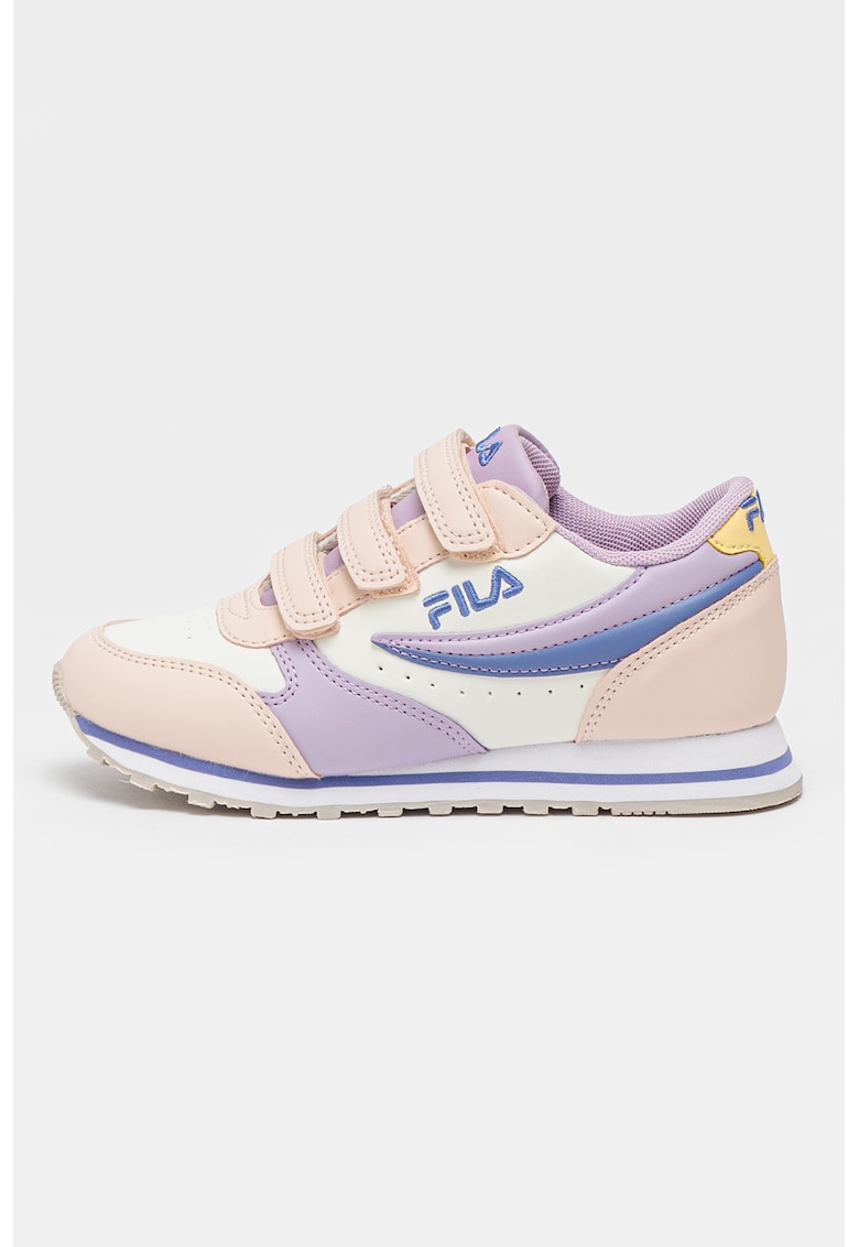 Oferte la Pantofi sport de piele ecologica cu inchidere velcro Orbit - Piersica/Lila/Alb murdar
