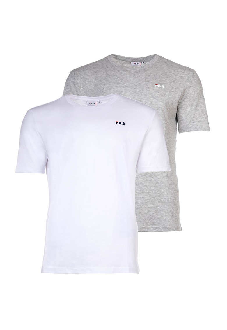 Oferte la Set de tricouri cu decolteu la baza gatului si logo discret - 2 piese - Alb/Gri