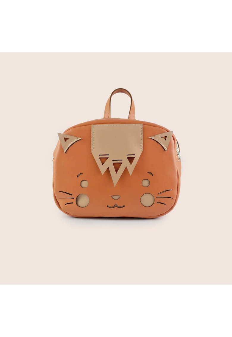 Ghiozdan din piele naturala - Mittens - Portocaliu - Portocaliu