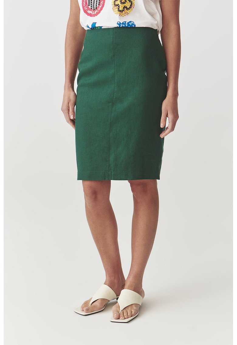 Fusta din in cu croiala creion Monoli1 - Verde englez