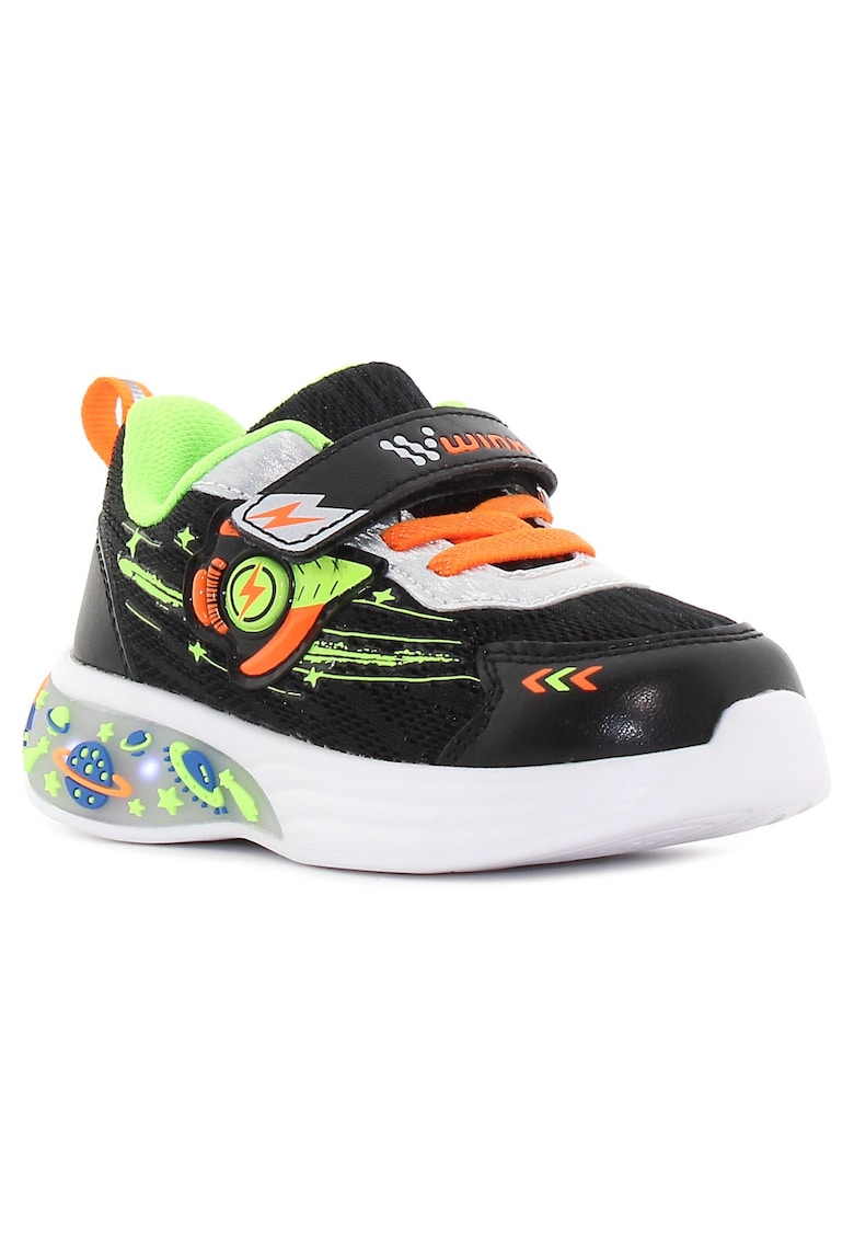 Pantofi sport Lanx negri intermitenți pentru bebeluși Negru