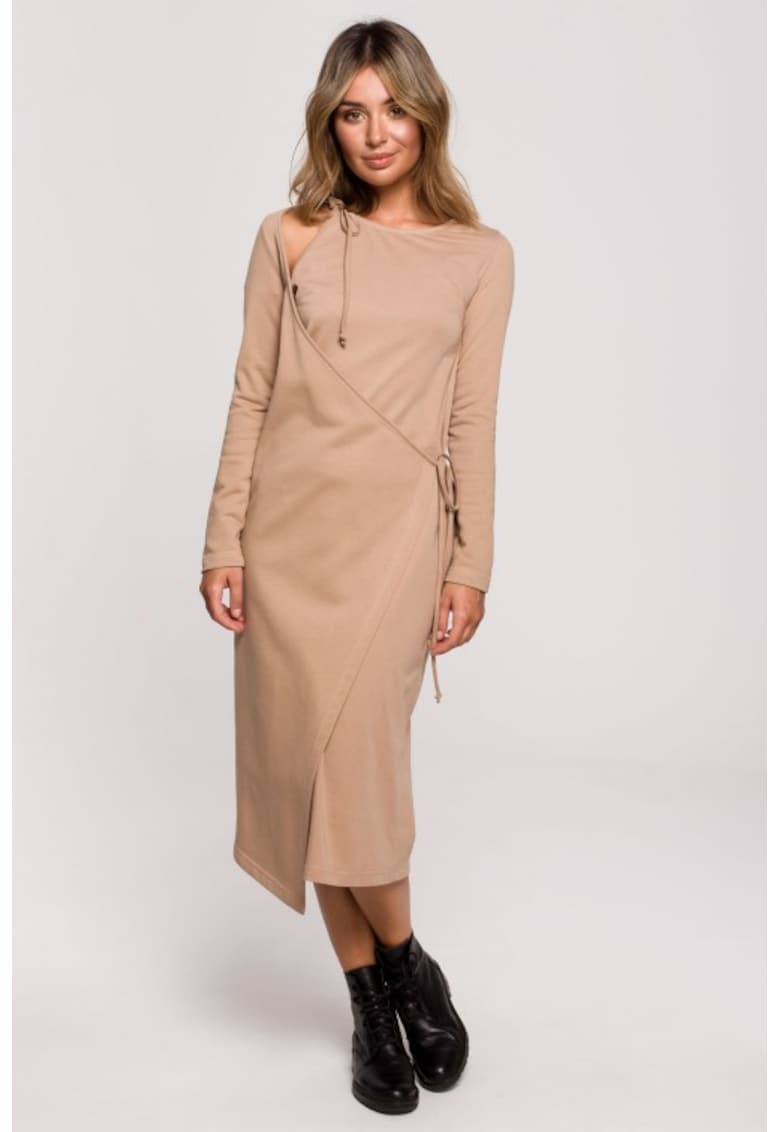 Rochie in straturi cu legare laterala - - Roz somon