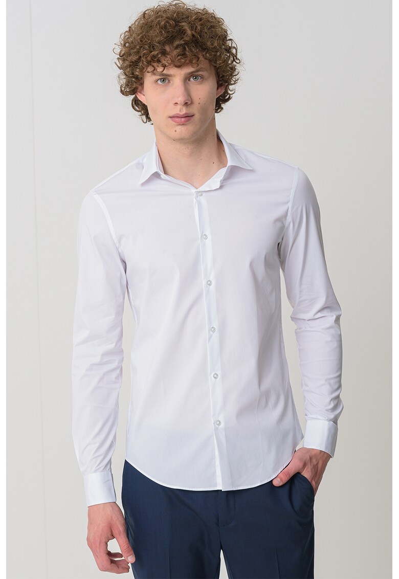 Oferte la Camasa slim fit din amestec de bumbac - Alb optic