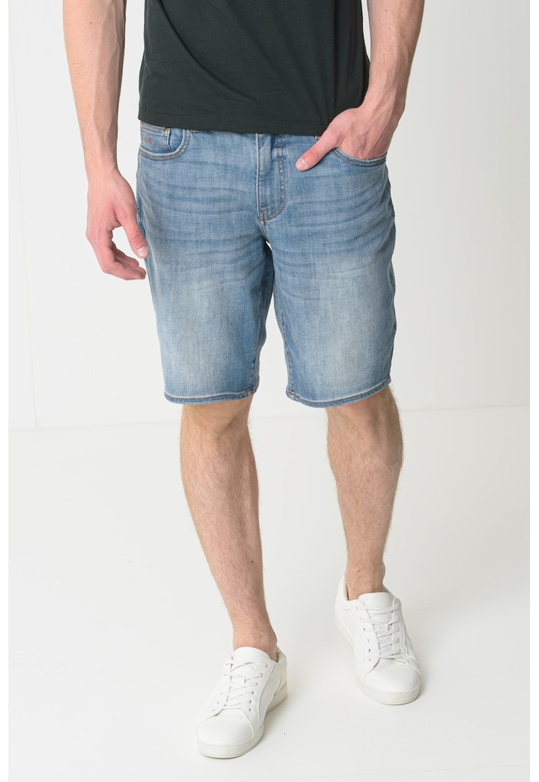 Oferte la Blugi scurti cu design 5 buzunare - Albastru deschis melange