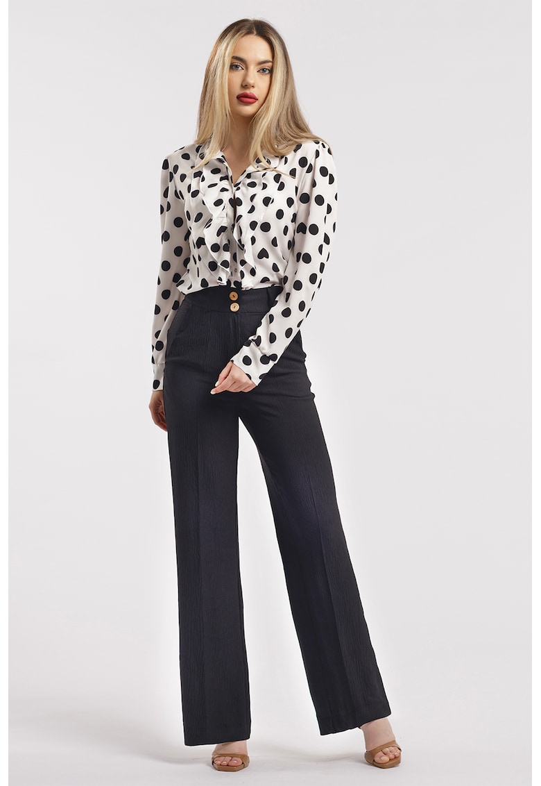Oferte la Pantaloni drepti cu talie inalta - Negru stins