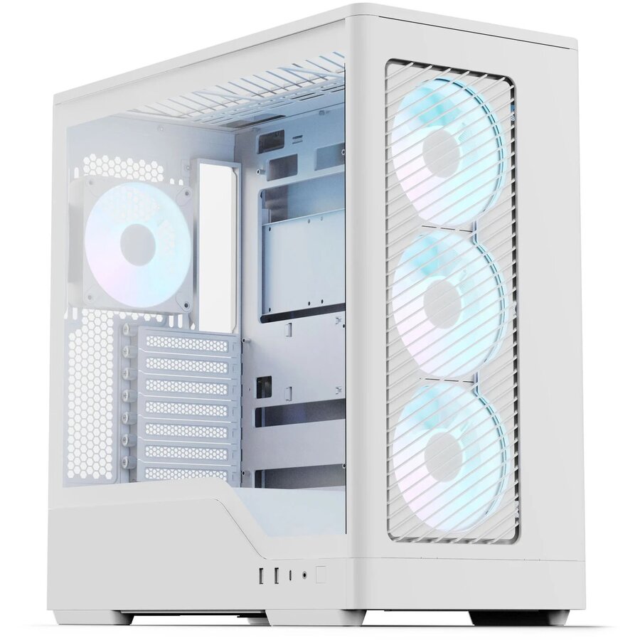 Carcasa D520A Midi-Tower ATX Tempered Glass RGB Alb