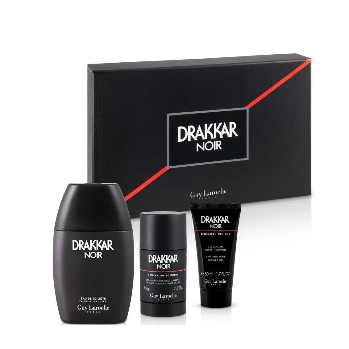 Oferte la Set cadou Guy Laroche Drakkar Noir, Apa de Toaleta 100 ml + Gel de Dus 50 ml + Deodorant Stick 75 gr (Concentratie: Apa de Toaleta, Gramaj: 100 ml +  50 ml Gel de Dus + 75 gr Deodorant Stick)