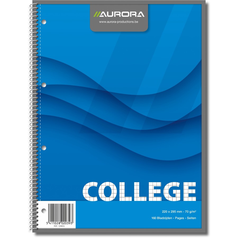 Caiet cu spirala, A4, 80 file - 70g/mp, 4 perforatii, coperti carton, AURORA College - dictando