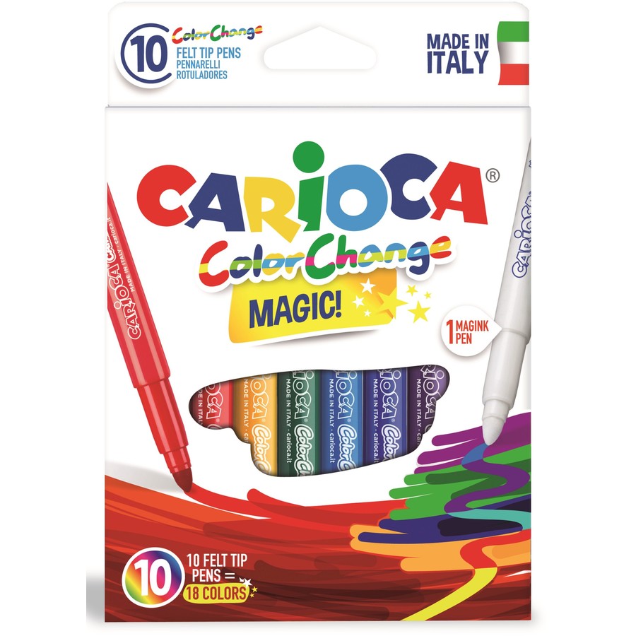 Oferte la Carioca lavabila, varf gros 6mm,  9 culori+1 magic marker/cutie, CARIOCA Color Change