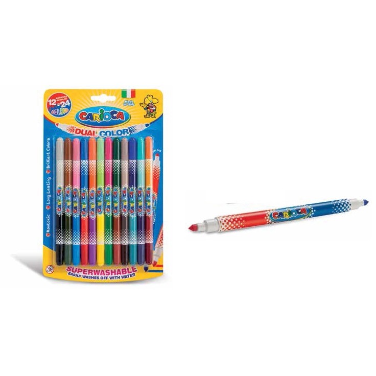 Oferte la Carioca super lavabila, bicolor, 12 buc/blister, CARIOCA Bi-color