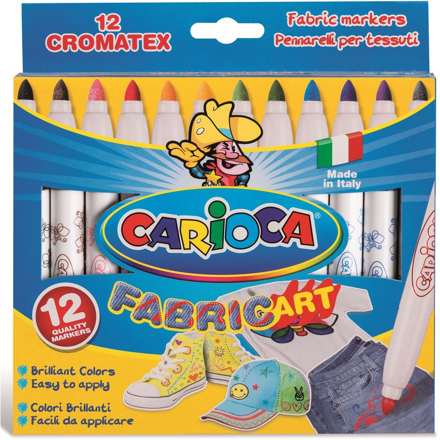 Oferte la Carioca pentru textile, varf gros 6mm, 12 culori/cutie, CARIOCA CromaTex