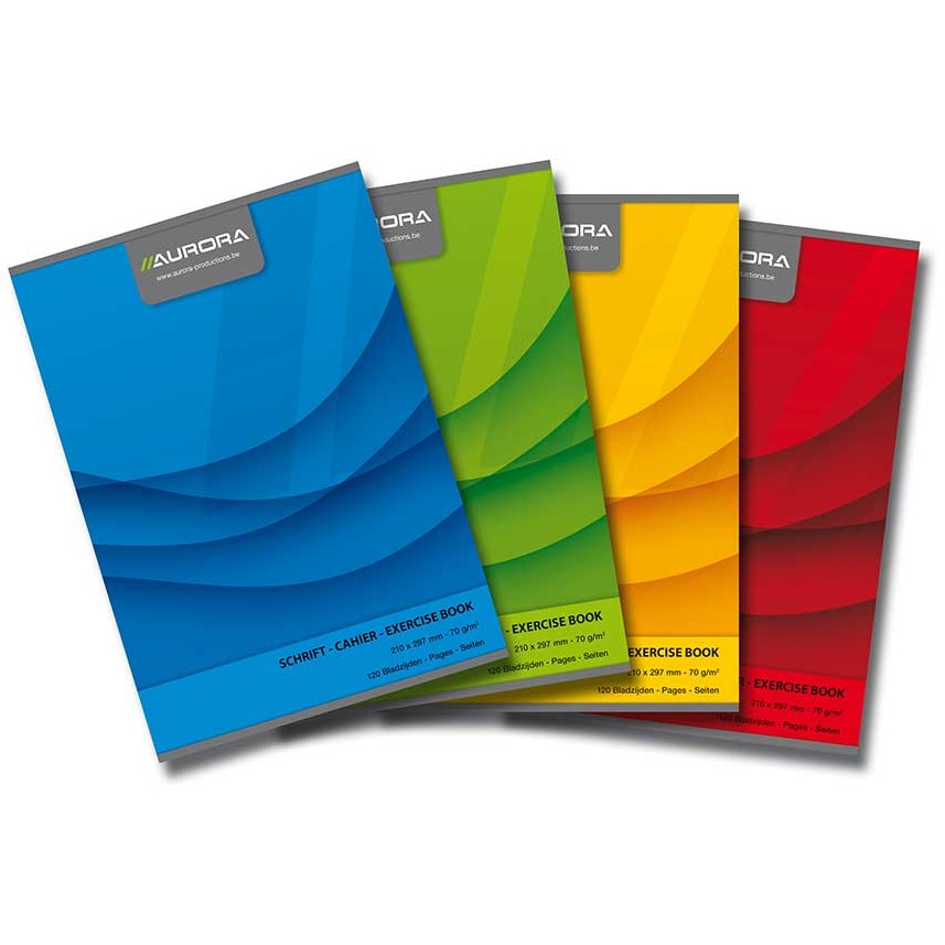 Oferte la Caiet A4, 60 file - 70g/mp, liniat stanga, coperta carton color, AURORA Office - dictando