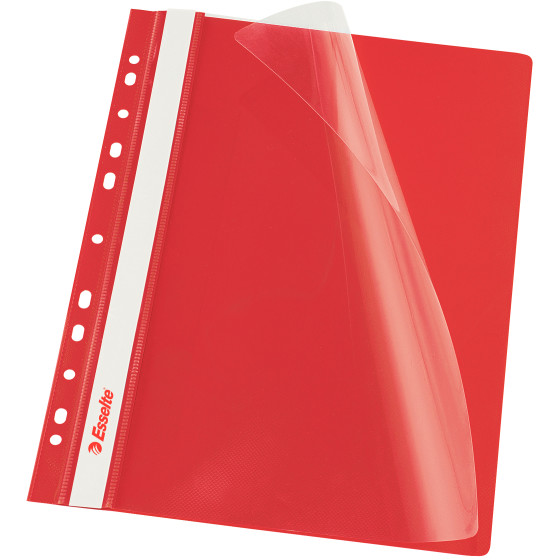 Oferte la Dosar plastic PP, cu sina si multiperforatii, 10 buc/set, ESSELTE Vivida - rosu
