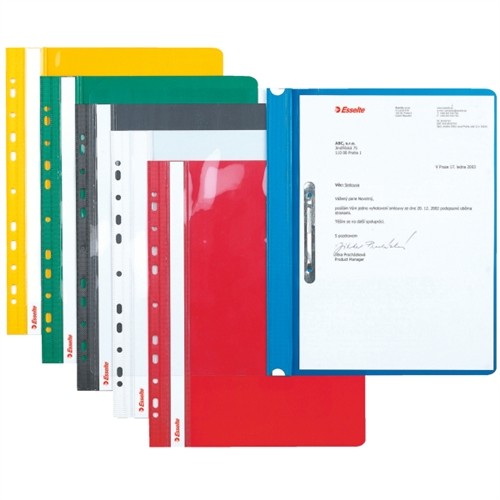 Oferte la Dosar plastic PP, cu sina si multiperforatii, 10 buc/set, ESSELTE Vivida - verde