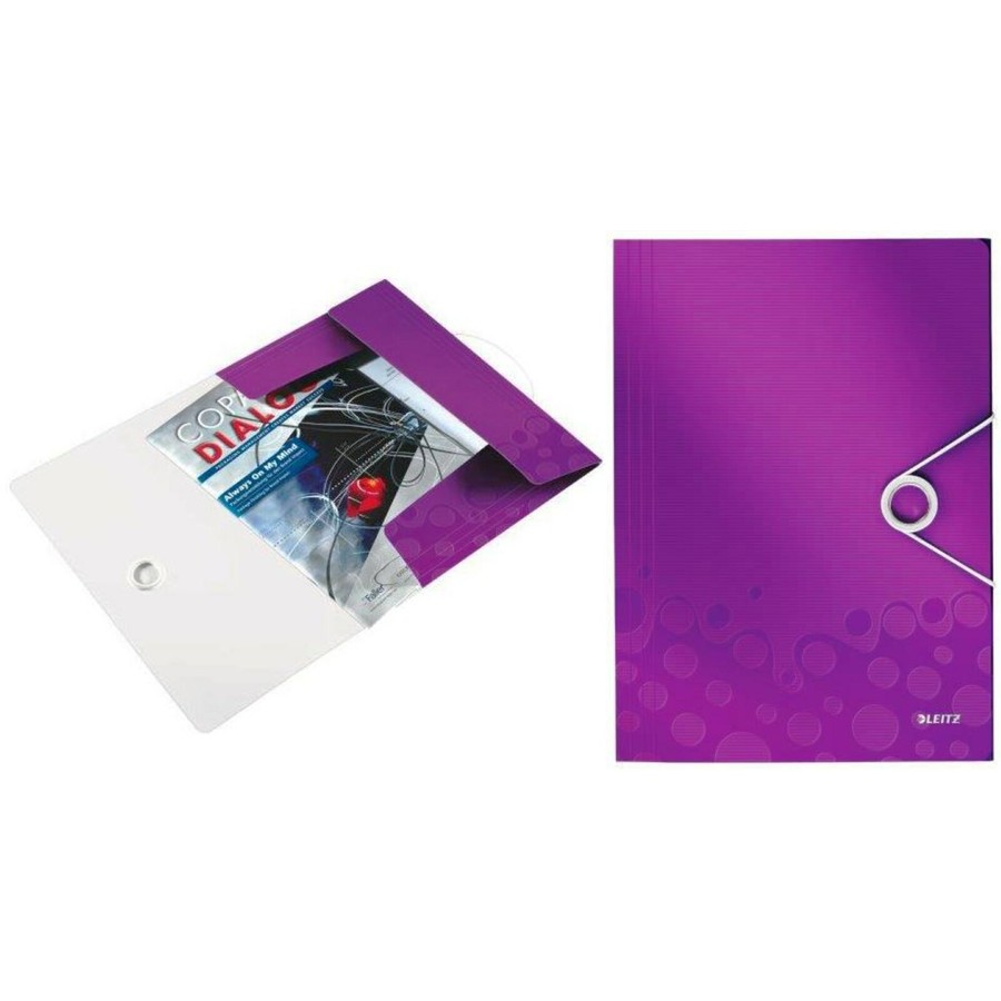Oferte la Mapa cu elastic LEITZ Wow, plastic PP - mov metalizat