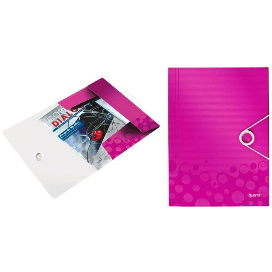 Mapa cu elastic LEITZ Wow, plastic PP - roz metalizat