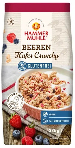 Oferte la Musli bio crocant din ovaz fara gluten, cu fructe de padure, 325g Hammer Muhle