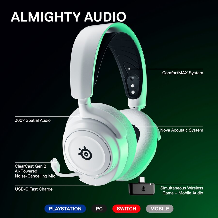 Oferte la Casti Arctis Nova 7X, gaming headset (white/black, USB-C, Bluetooth)