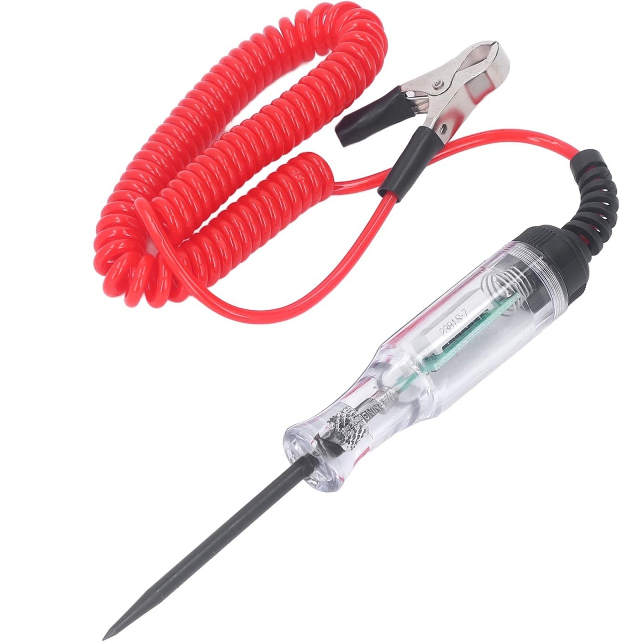 Oferte la Tester electric auto cu afisaj digital 5–120V DC, sonda metalica, clema crocodil, cablu spiralat, pentru instalatia electrica auto/moto/camioane