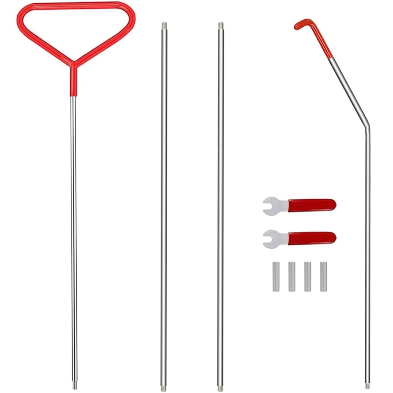 Oferte la Kit tija deschidere usi auto 170 cm – Set 10 piese, otel inox, maner ergonomic, extensibil pe segmente, cu scule demontare panouri incluse