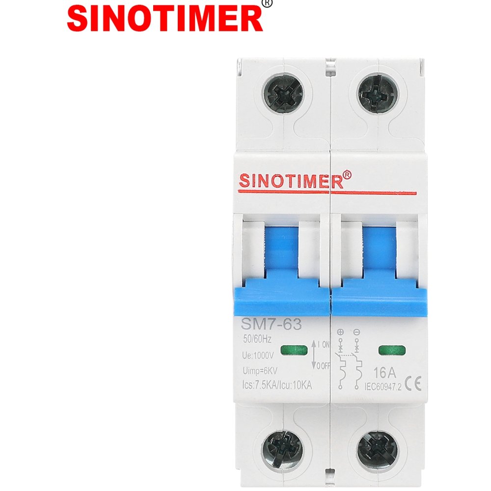 Oferte la Siguranta automata DC bipolara SINOTIMER SM7-63, 16A, 1000V DC, 10kA, pentru sisteme fotovoltaice SM7-63-16A-2P