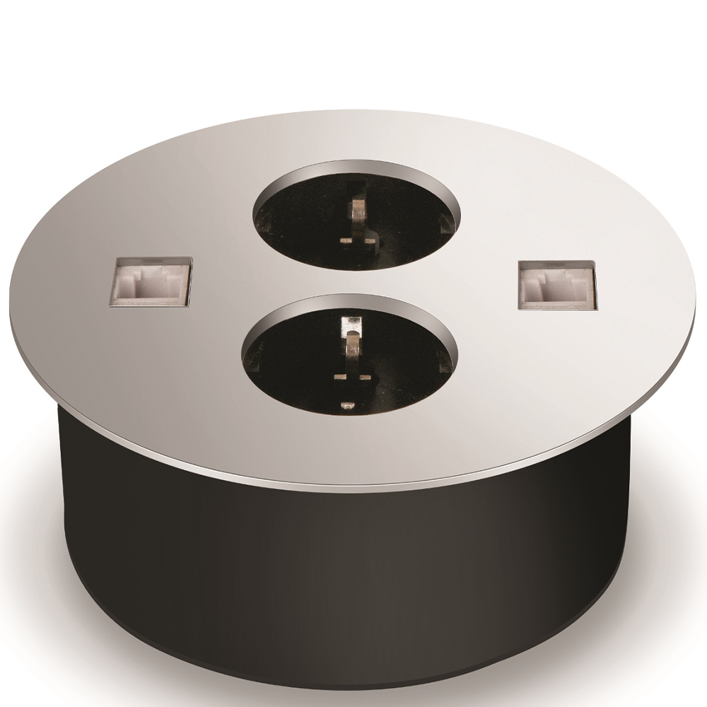 Oferte la Sistem prize incorporabile in birou Sirius-304, 2 prize + CAT 5 + CAT 3, inox