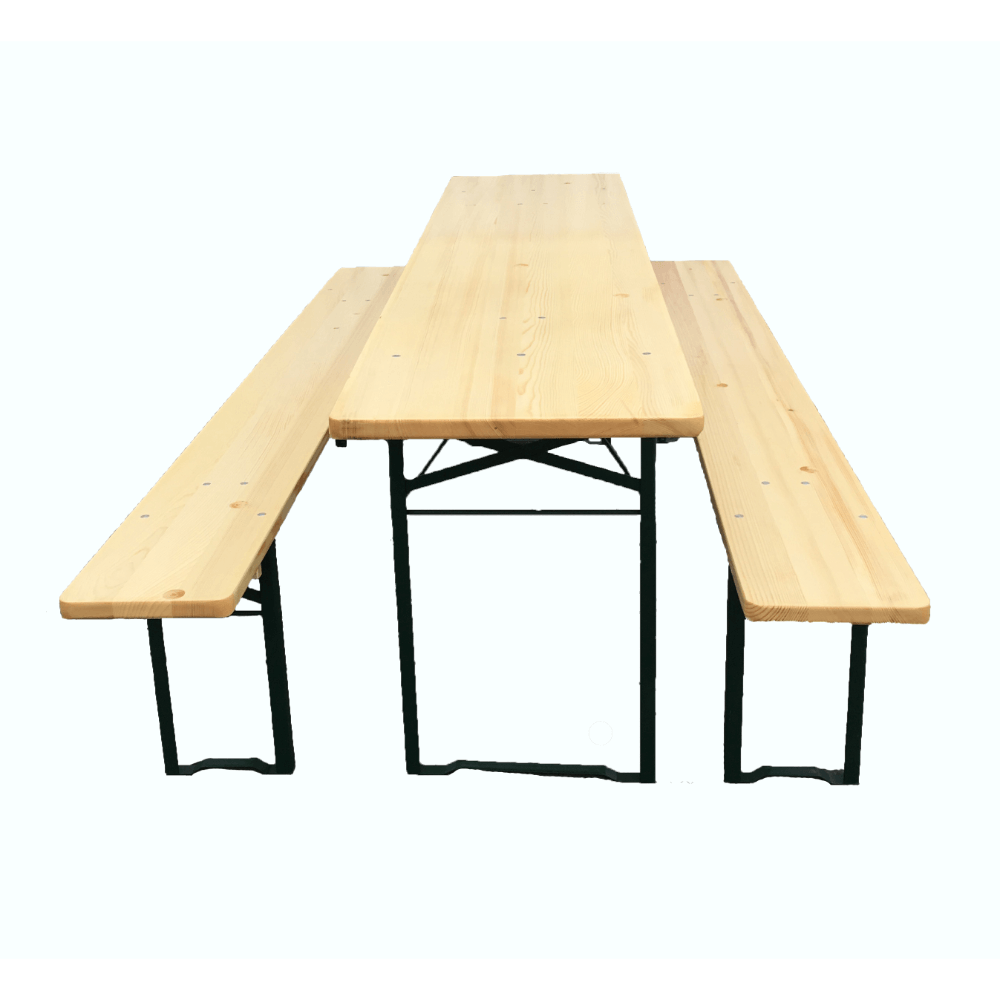 Oferte la Set masa pliabila Bucin Mob Standard, masa si 2 banci, dreptunghiulare, 6 persoane, lemn masiv, natur, 2 x 0.5 m
