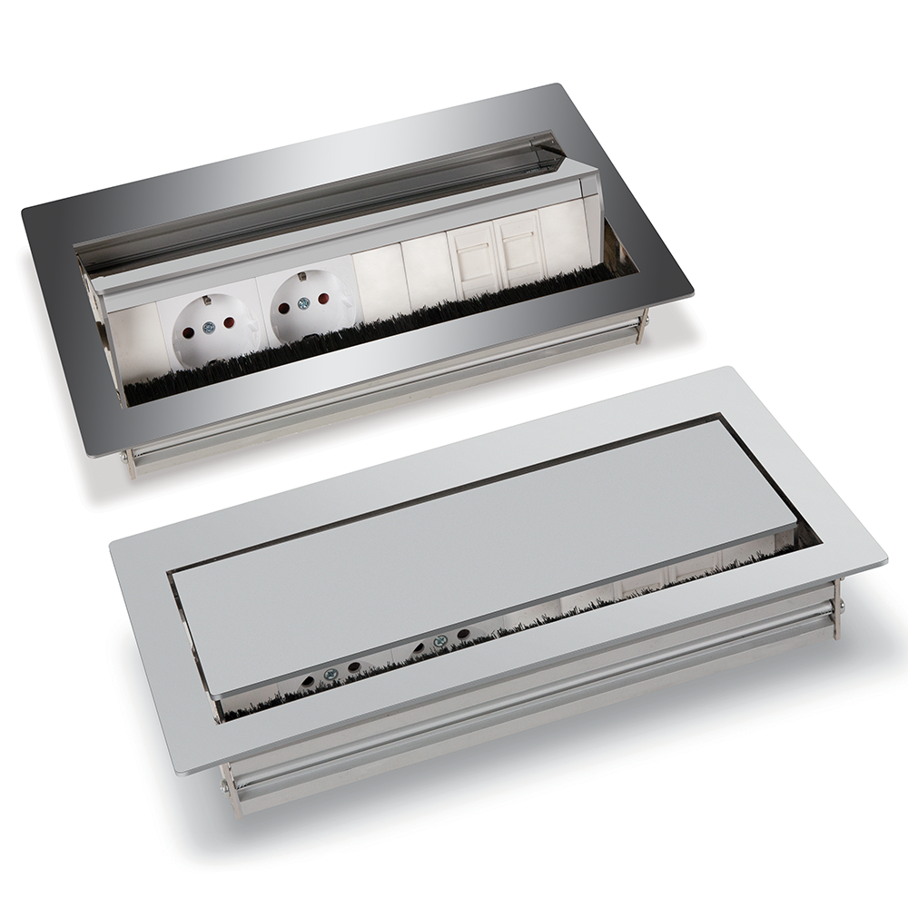 Oferte la Sistem de prize de mobilier Regulus, inox, gri, 4 prize