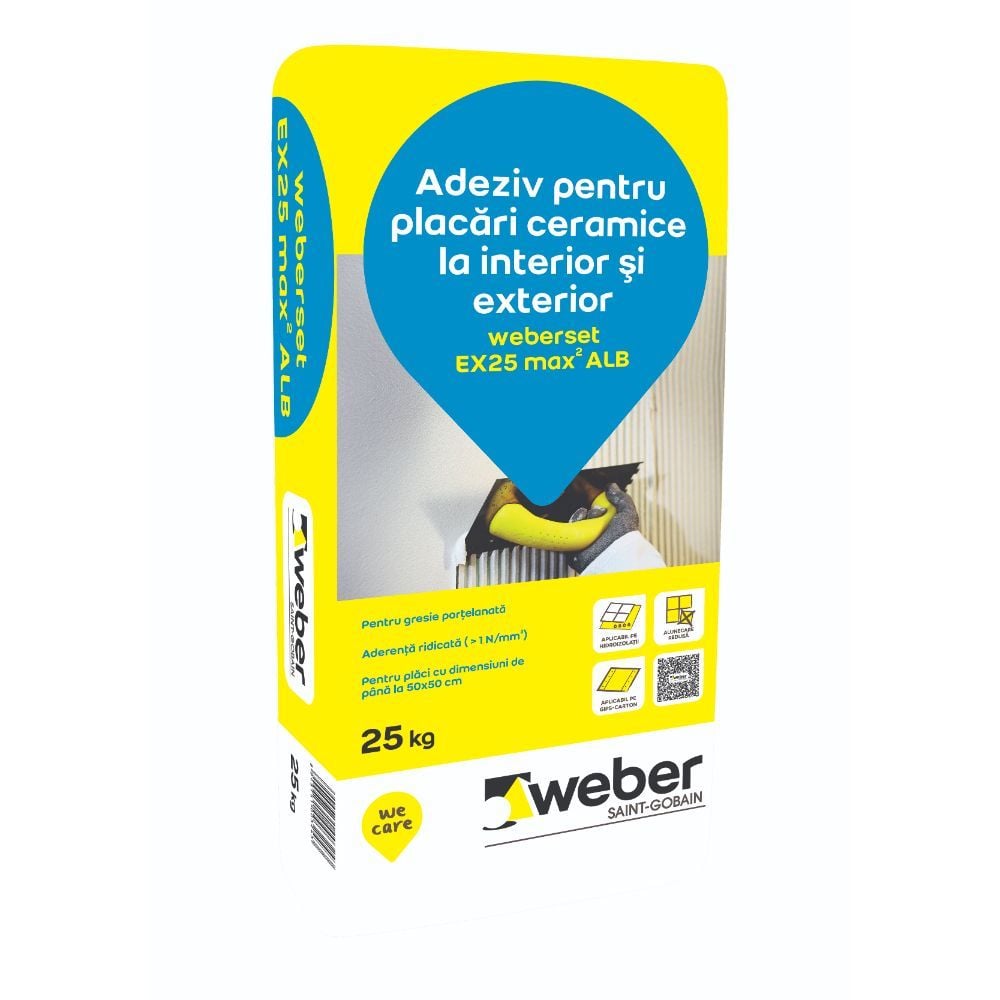Oferte la Adeziv piatra naturala si placari ceramice Weber set Ex25 Max2, interior/exterior, alb, 25 kg