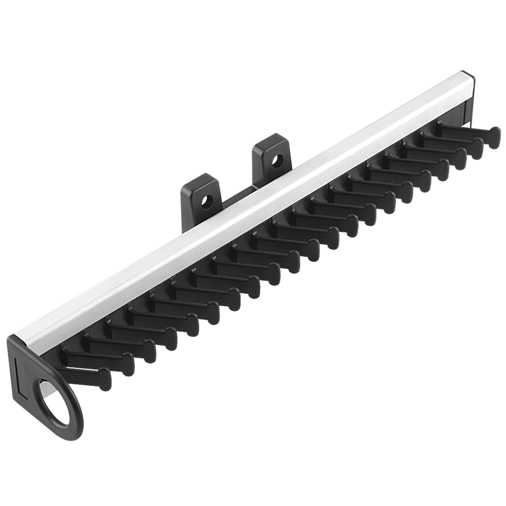 Oferte la Suport pentru cravate cu glisiera cu bile, plastic negru mat, argintiu, 35 x 410 mm