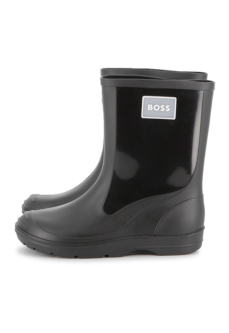 Cizme de cauciuc cu logo contrastant in lateral - Negru