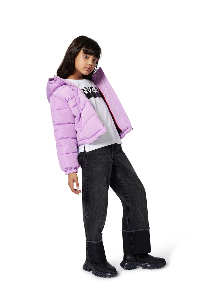 Tricou de bumbac cu logo contrastant - Negru/Alb murdar