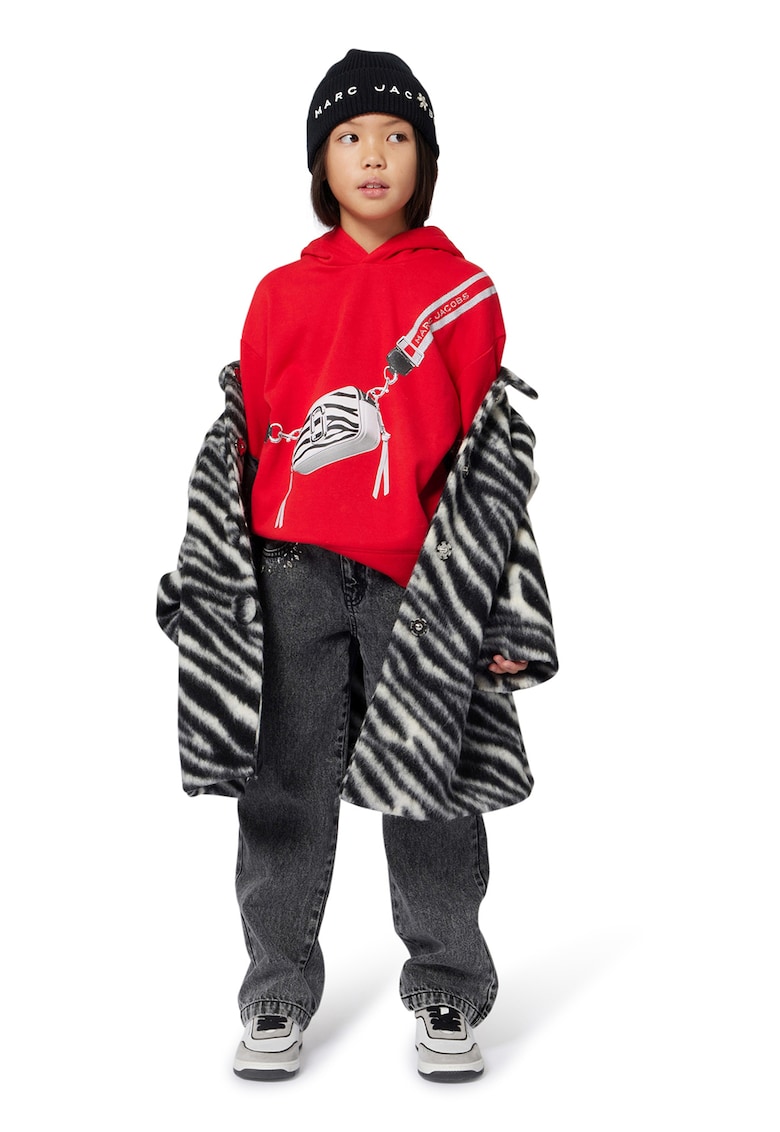 Oferte la Palton din amestec de lana cu model zebra - Negru/Alb murdar