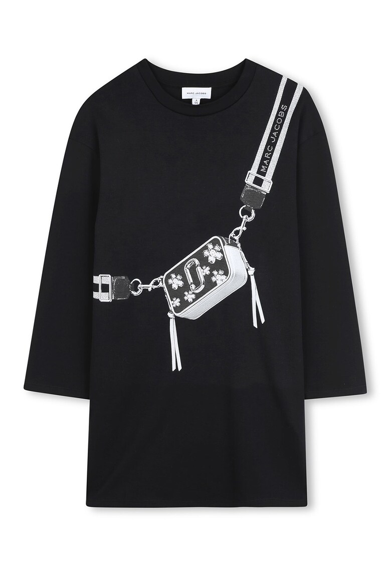 Rochie din bumbac cu model grafic - Negru