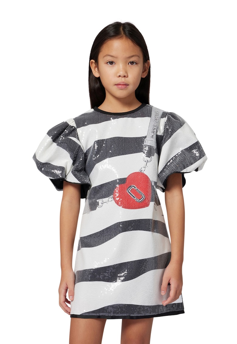 Rochie scurta cu croiala dreapta - Alb/Negru