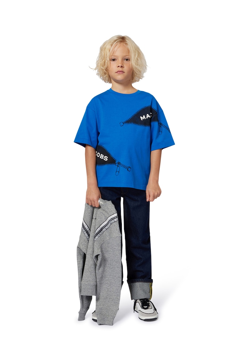 Oferte la Bluza de trening din bumbac cu imprimeu grafic pe partea din spate - Negru/Gri melange
