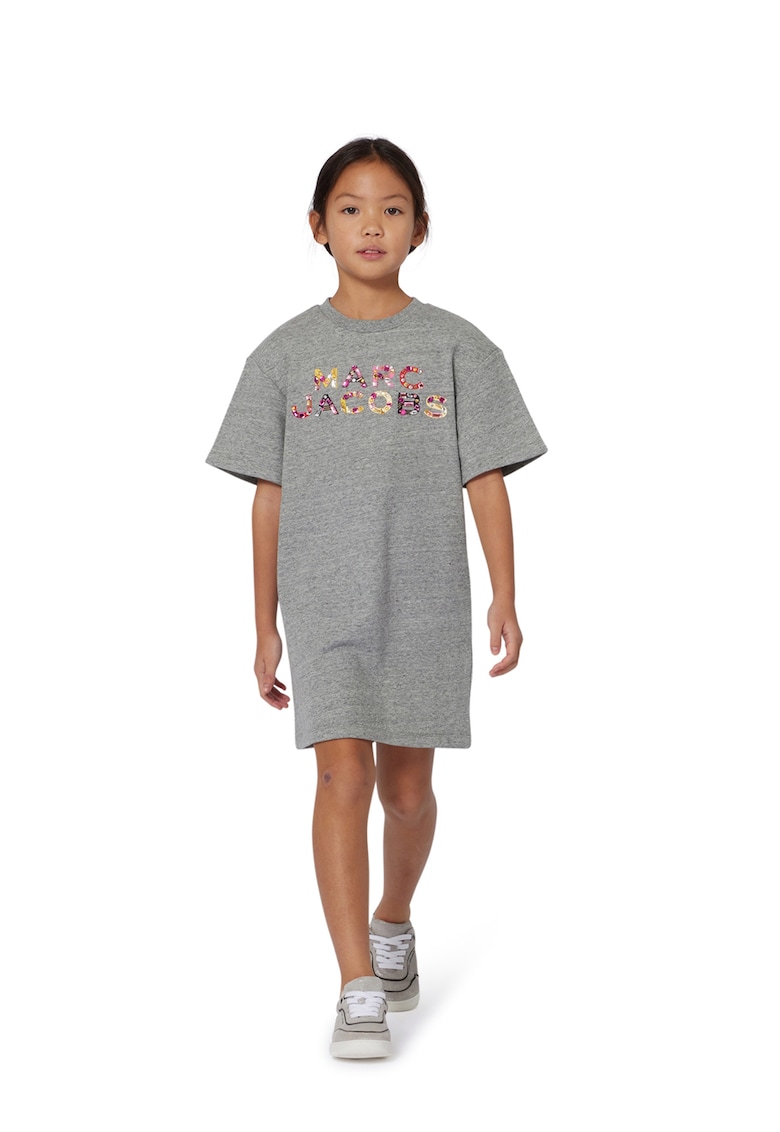 Rochie-tricou cu logo - Gri melange