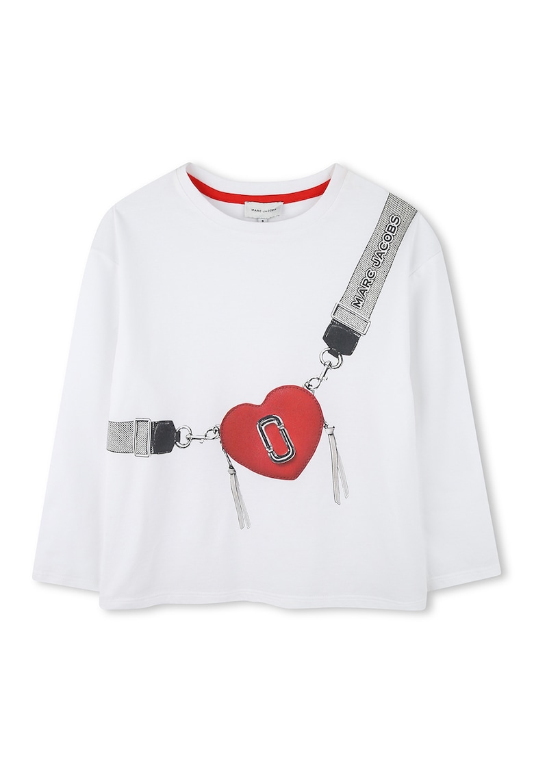Oferte la Bluza din bumbac cu design grafic - Alb optic/Rosu vermillion