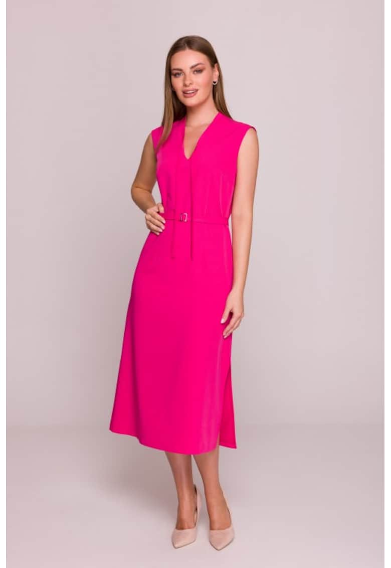 Oferte la Rochie cu decolteu legat si curea in talie -