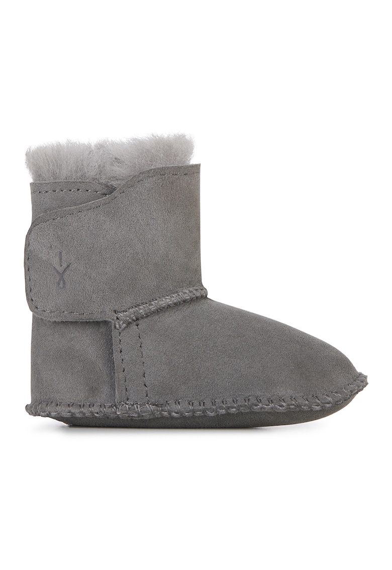Oferte la Ghete de piele de oaie cu captuseala de lana - fara inchidere - Gri carbune