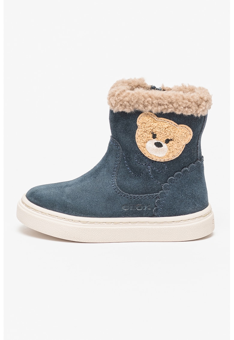 Ghete de piele intoarsa cu design urs - Bleumarin