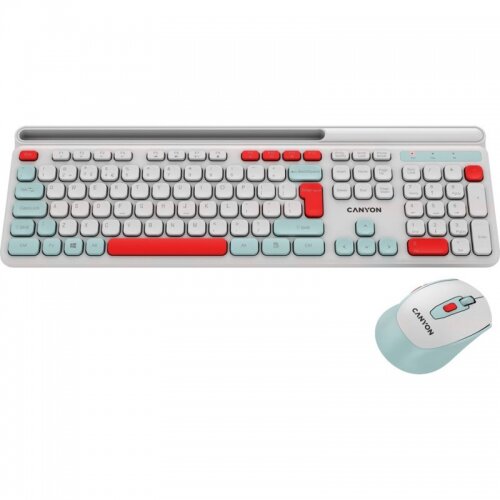 Oferte la Kit Tastatura si Mouse CNS-HSETW5WT Wireless Combo Alb/Rosu